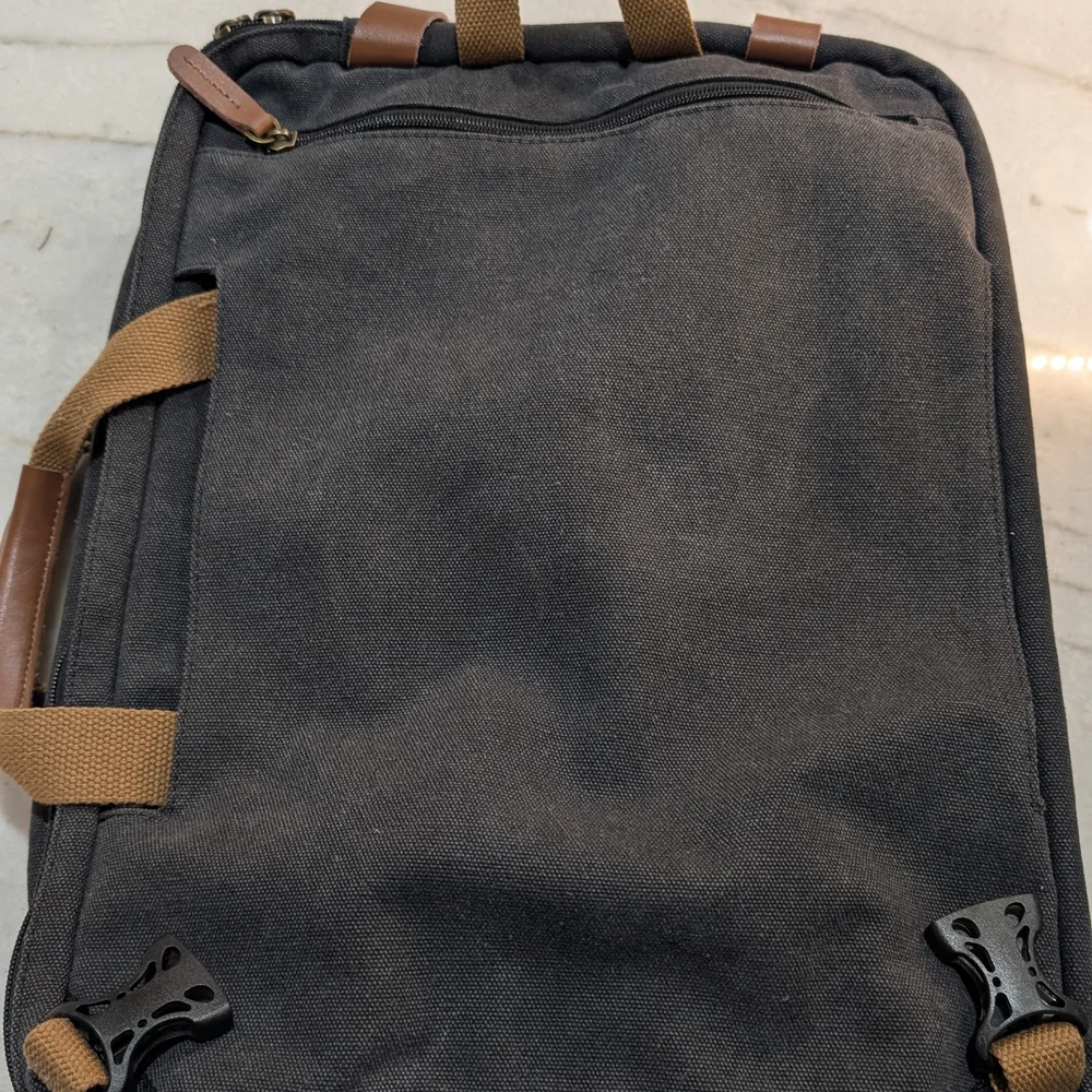 CoolBell Convertible Backpack Messenger Charcoal Gray Canvas Men's Laptop Bag